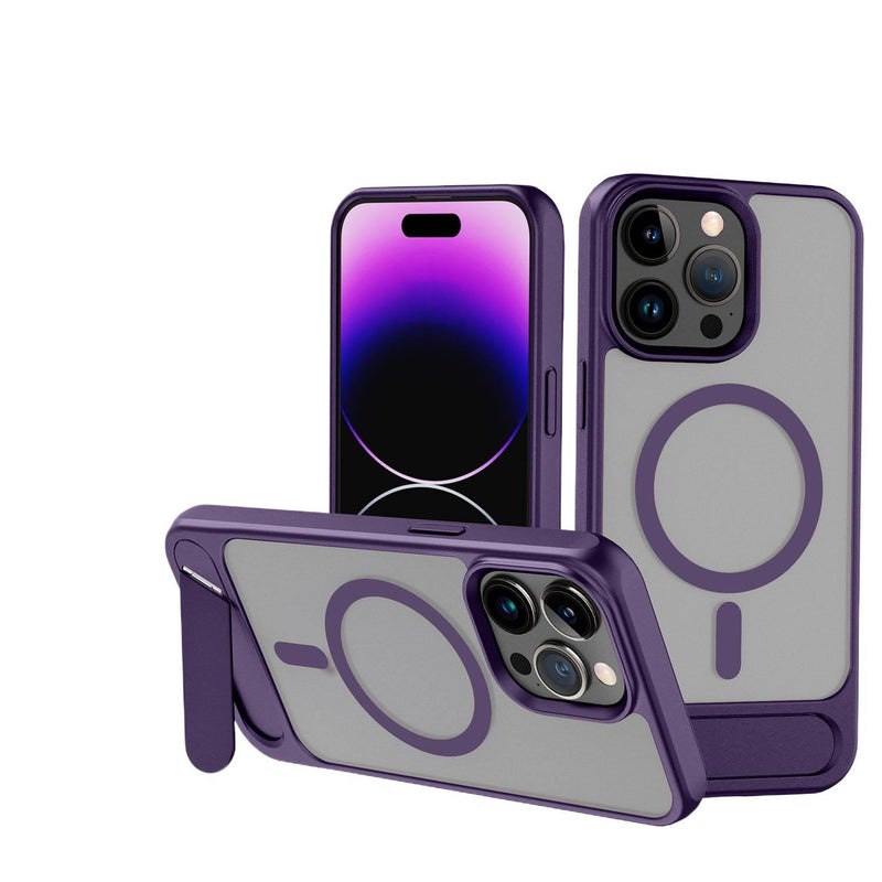 TPU+PC MagSafe Case for iPhone 16 / 16 Plus / 16 Pro / 16 Pro Max with Drop Protection and Anti-Fingerprint plus Shockproof plus Kickstand plus Strong Magnetic in Purple - Image 1