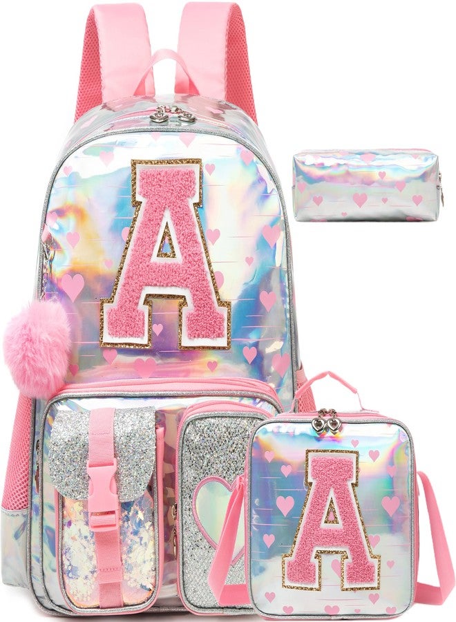 HTgroce Backpack for Girls Elementary Bookbag for School Backpack Set Girls Preschool Book Bag with Lunch Box Pencil Case, Pink02 - Image 1