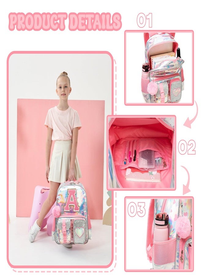 HTgroce Backpack for Girls Elementary Bookbag for School Backpack Set Girls Preschool Book Bag with Lunch Box Pencil Case, Pink02 - Image 4