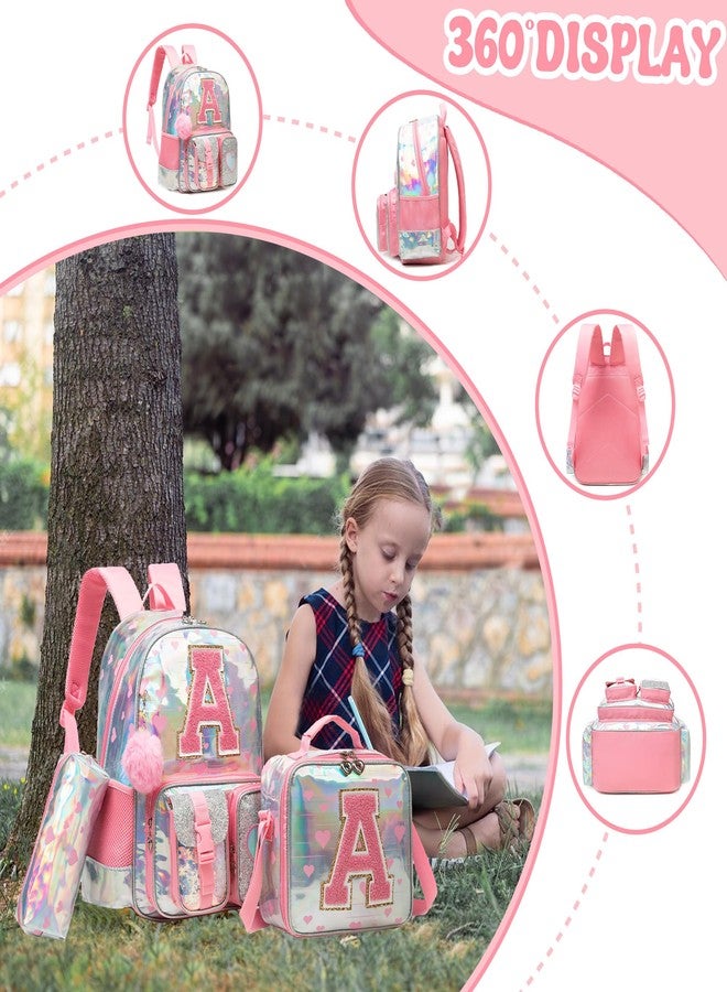 HTgroce Backpack for Girls Elementary Bookbag for School Backpack Set Girls Preschool Book Bag with Lunch Box Pencil Case, Pink02 - Image 3