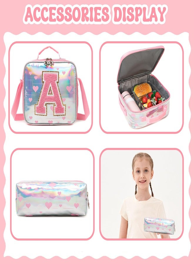 HTgroce Backpack for Girls Elementary Bookbag for School Backpack Set Girls Preschool Book Bag with Lunch Box Pencil Case, Pink02 - Image 5