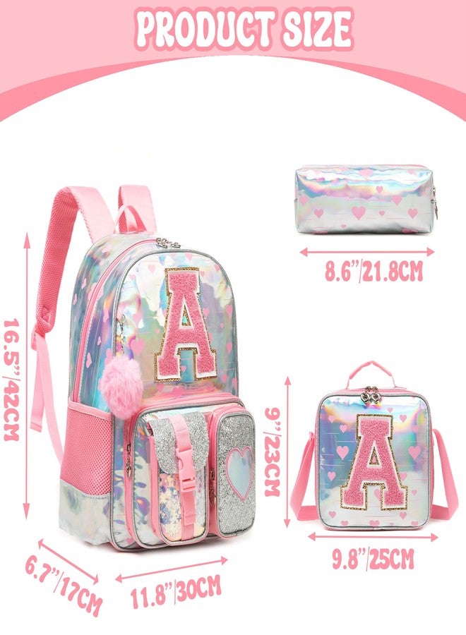 HTgroce Backpack for Girls Elementary Bookbag for School Backpack Set Girls Preschool Book Bag with Lunch Box Pencil Case, Pink02 - Image 2