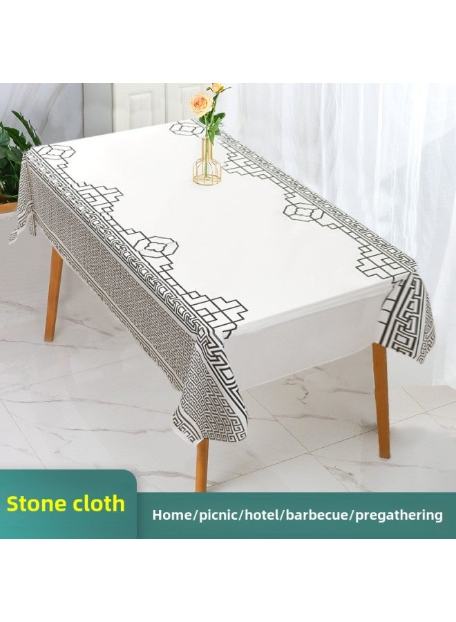 مفرش طاولة للاستعمال مرة واحدة من Stone Cloth Ins، سميك مقاوم للماء ومقاوم للزيوت، مفرش طاولة مطعم الفندق، مفرش طاولة طعام للاستعمال مرة واحدة - اللون: نمط النافذة - المواصفات: 1.4 متر × 1.4 متر (10 ورقات) - Image 1