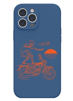 Protective Slim Fit Case Liquid Silicone Cover with Full Body Protection Anti-Scratch Shockproof Case For iPhone 13 Pro Max Blue  - Skull