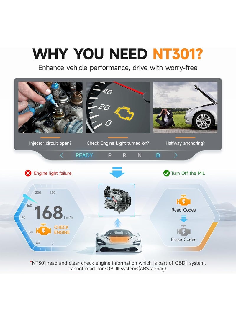 FOXWELL NT301 OBD2 Scanner Live Data Professional Mechanic OBDII Diagnostic Code Reader Tool for Check Engine Light - Image 4