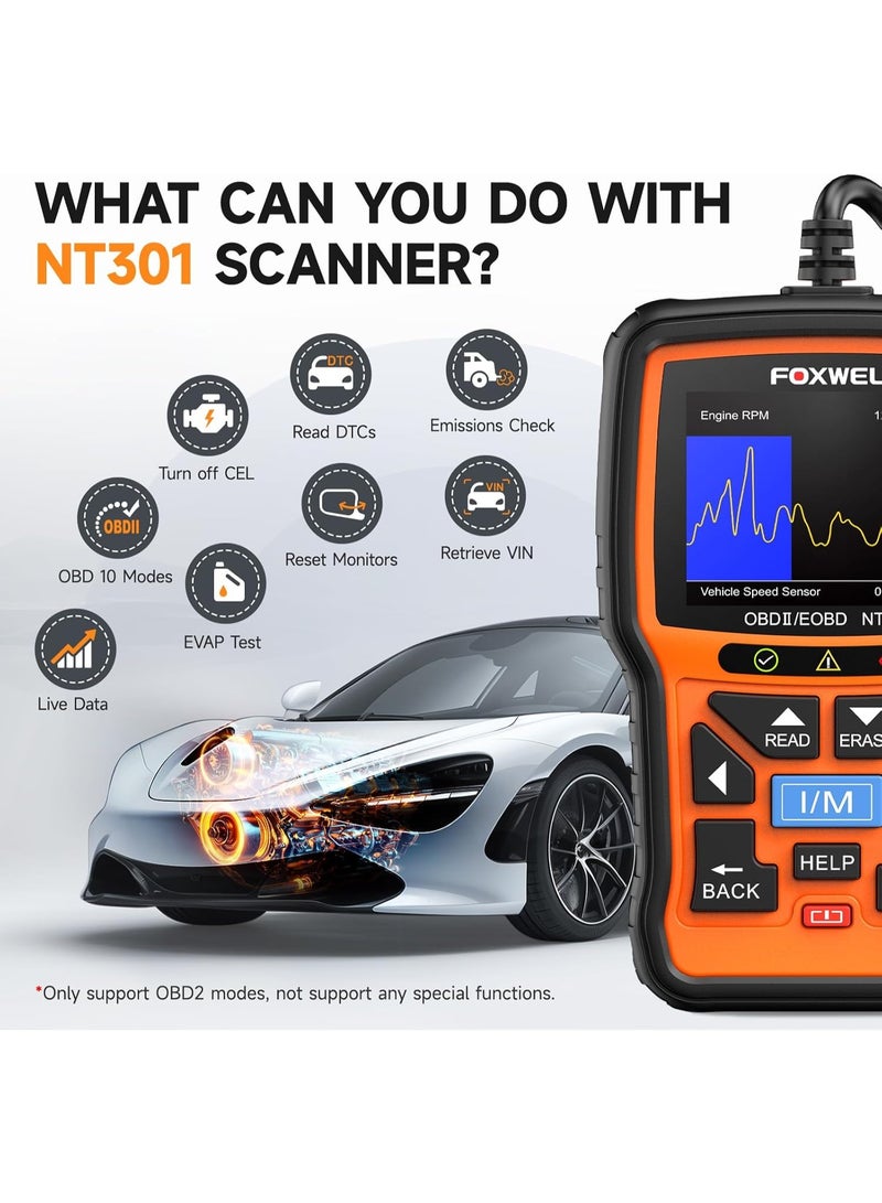 FOXWELL NT301 OBD2 Scanner Live Data Professional Mechanic OBDII Diagnostic Code Reader Tool for Check Engine Light - Image 3