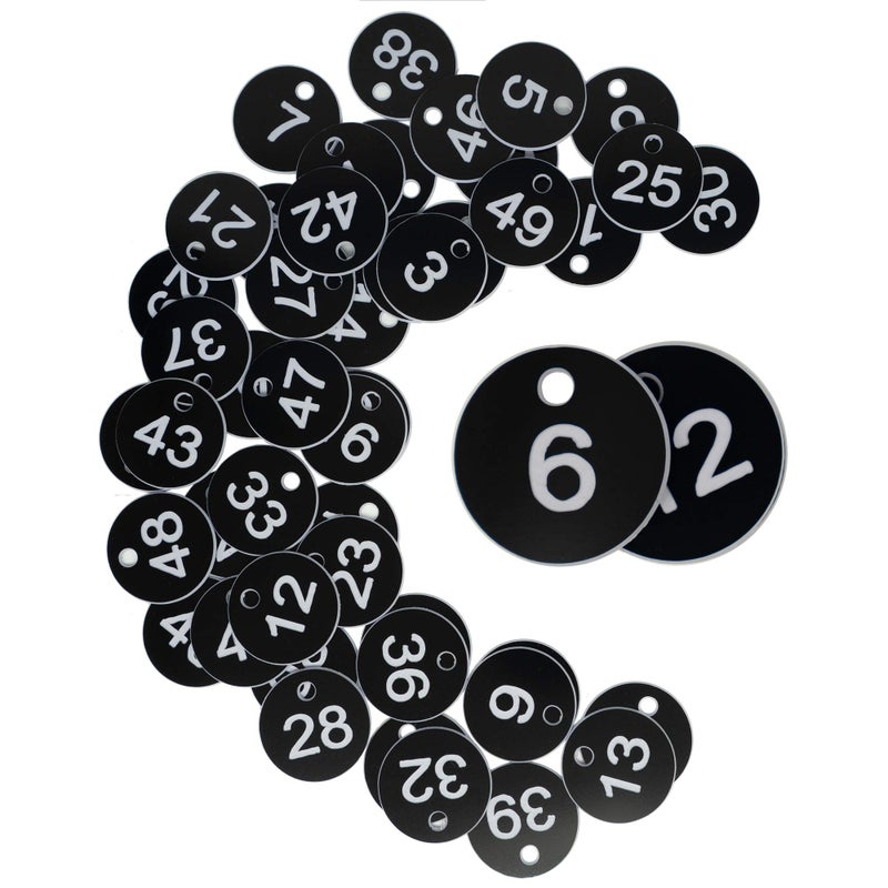 StayMax Plastic ID Number Tags Engraved Key Tag Without Key Rings 301500 Black - Image 2