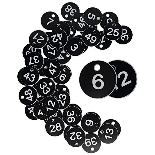 StayMax Plastic ID Number Tags Engraved Key Tag Without Key Rings 301500 Black - Image 1