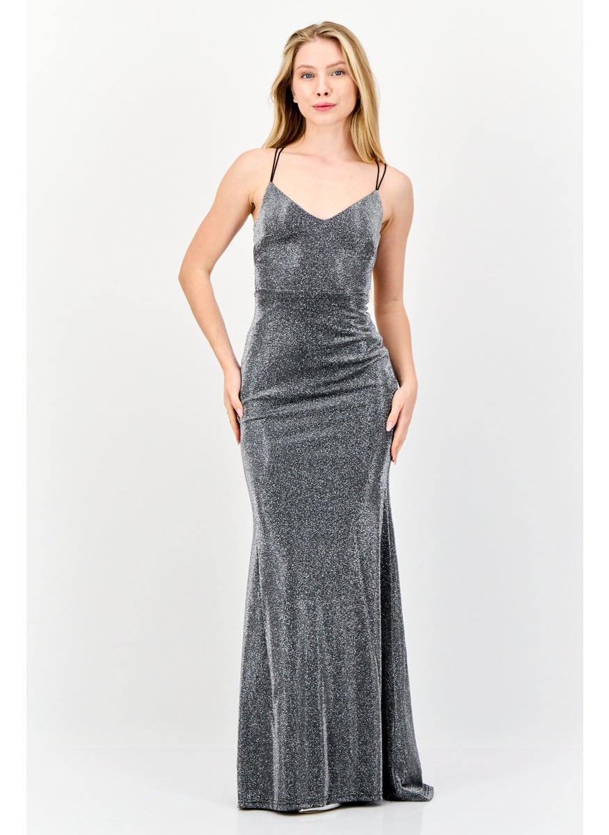 Lulus Women Metallic Maxi Dress, Silver  - Image 1