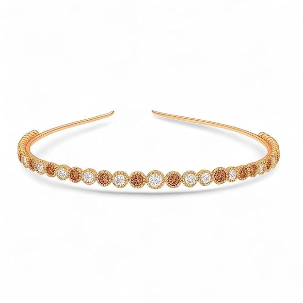 AccessHer Gold & Silver Rhinestone Hairband for Women & Girls | Stylish Hair Accessories for Weddings, Parties, Ethnic Wear & Rakhi Gift (Rose Gold 3, One Size) - Image 1