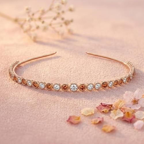 AccessHer Gold & Silver Rhinestone Hairband for Women & Girls | Stylish Hair Accessories for Weddings, Parties, Ethnic Wear & Rakhi Gift (Rose Gold 3, One Size) - Image 2