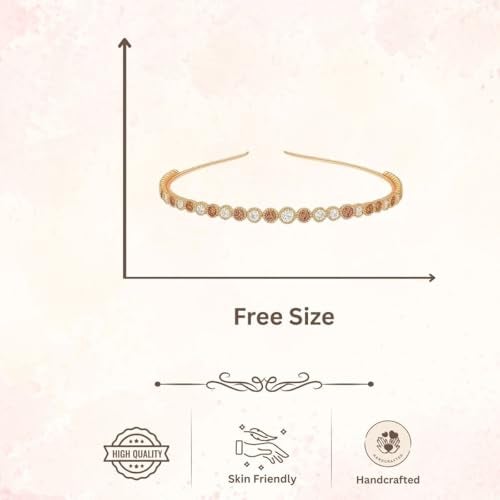 AccessHer Gold & Silver Rhinestone Hairband for Women & Girls | Stylish Hair Accessories for Weddings, Parties, Ethnic Wear & Rakhi Gift (Rose Gold 3, One Size) - Image 5