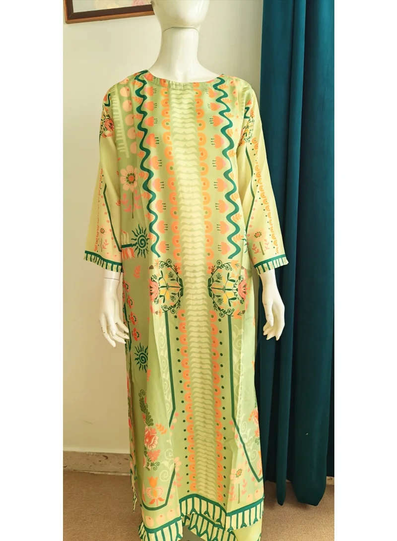 Bazm-A Fashion Atelier  FLOGREEN 2-Piece Printed Tunic and Trousers Set - VIRAL-2056 for Women | Best Price UAE