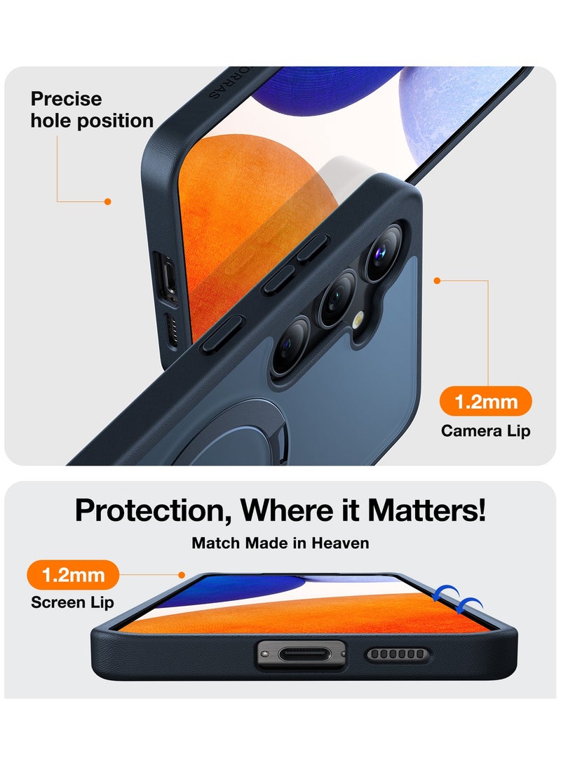 TORRAS Magnetic Ostand for Samsung Galaxy S24 Case 6.2" [Compatible with MagSafe] [Mil-Grade Drop Tested] [Ring Holder] [Build in Kickstand]Matte Translucent Slim Back Soft Edge with Stand, Black - Image 5
