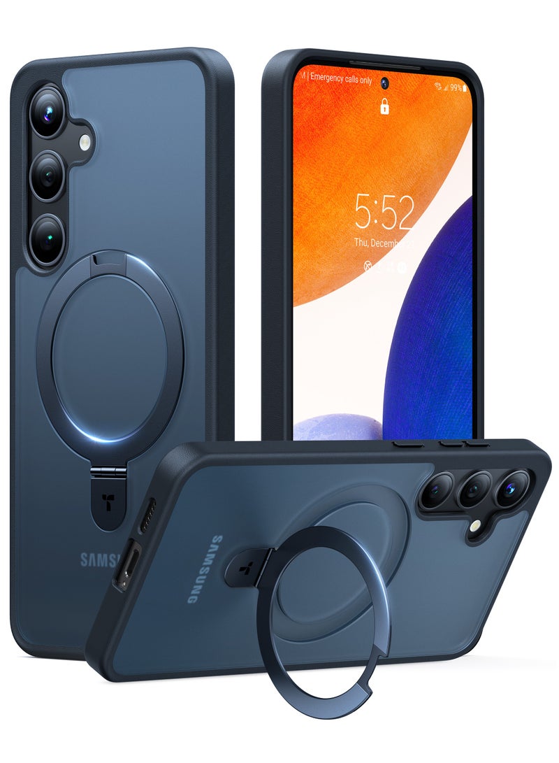 TORRAS Magnetic Ostand for Samsung Galaxy S24 Case 6.2" [Compatible with MagSafe] [Mil-Grade Drop Tested] [Ring Holder] [Build in Kickstand]Matte Translucent Slim Back Soft Edge with Stand, Black - Image 2