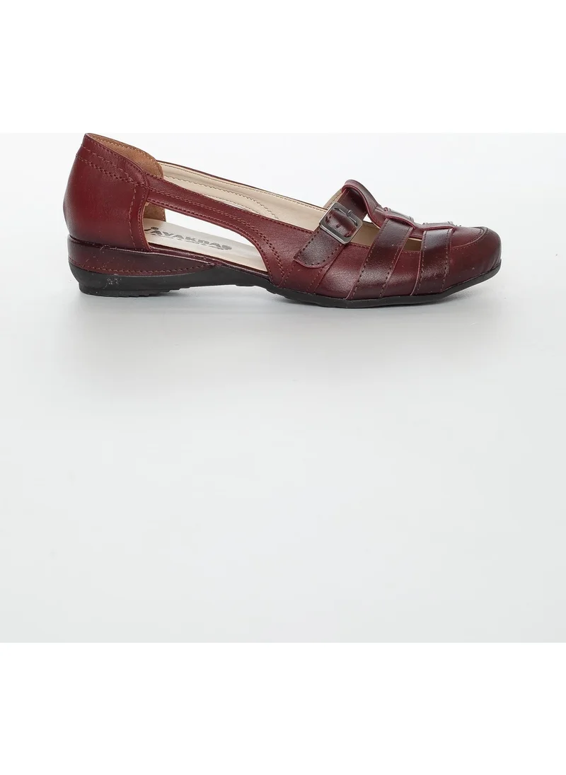 Dilimler Ayakkabı Slices Shoes Buckle Burgundy Women's Ballerinas