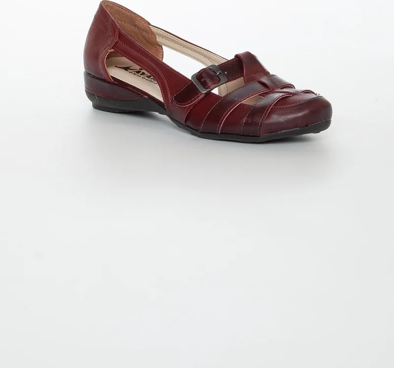 Dilimler Ayakkabı Slices Shoes Buckle Burgundy Women's Ballerinas