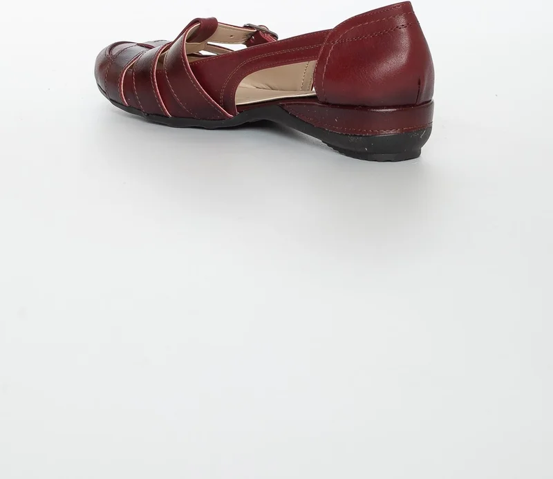 Dilimler Ayakkabı Slices Shoes Buckle Burgundy Women's Ballerinas