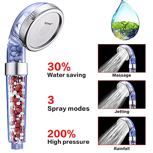 NOSAME Shower Head, Filter Filtration High Pressure Water Saving 3 Mode Function Spray Handheld Showerheads for Dry Skin & Hair - Image 2