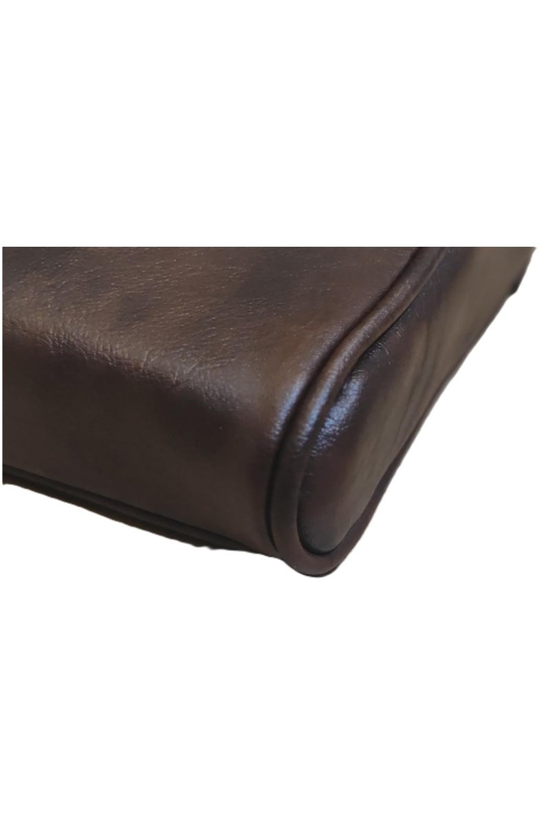 Luxury Quilted Leather Car Armrest Cushion – PU Leather Center Console Pad with Memory Foam, Non-Slip Design, and Universal Fit for Cars, SUVs, and Trucks (Solid Dark Brown) - Image 2