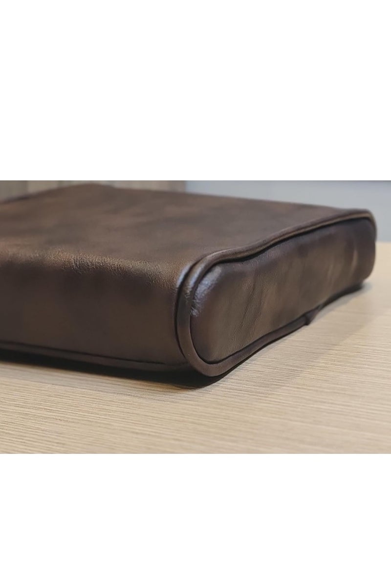 Luxury Quilted Leather Car Armrest Cushion – PU Leather Center Console Pad with Memory Foam, Non-Slip Design, and Universal Fit for Cars, SUVs, and Trucks (Solid Dark Brown) - Image 4