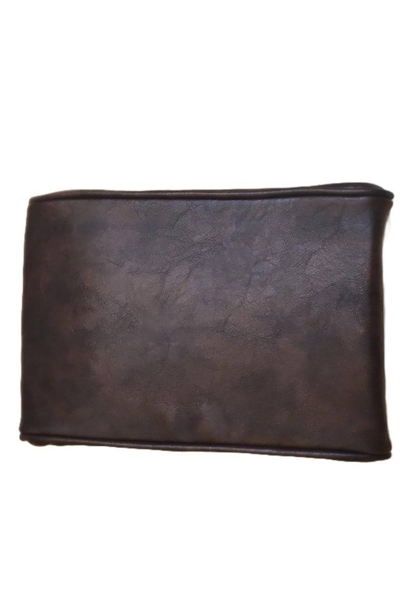 Luxury Quilted Leather Car Armrest Cushion – PU Leather Center Console Pad with Memory Foam, Non-Slip Design, and Universal Fit for Cars, SUVs, and Trucks (Solid Dark Brown) - Image 1