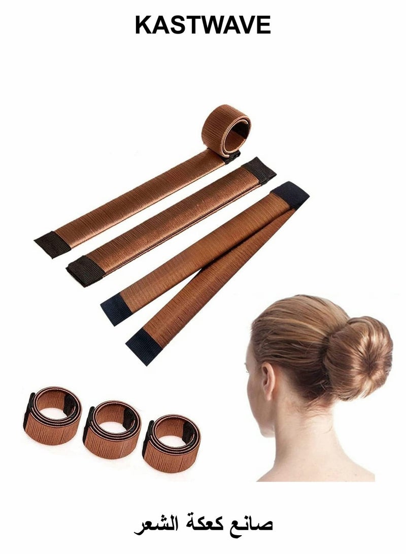 KASTWAVE Hair Bun Maker, 3 Pcs Women Twist Hair Shaper, Easy Fast Snap Roll hair nets Magic Buns Tool - Image 1