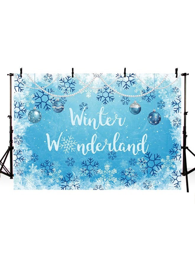 MEHOFOND 7x5ft Winter Wonderland Backdrop for Ice Blue Boy Baby Shower 1st Birthday Party Christmas Snowflake Photography Background Bokeh Sliver Glitter Pearl Banner Decoration Photo Booth Props - Image 2