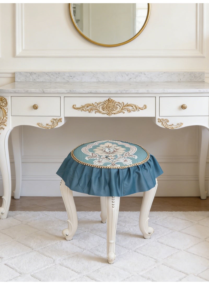 Round Dining Chair Pad Seat Cushion for Dressing Stool Kitchen Chair Non-Slip Washable Imitated Silk Jacquard Stool Pads for Bedroom Living Room Office, Diameter 35 cm - Image 3
