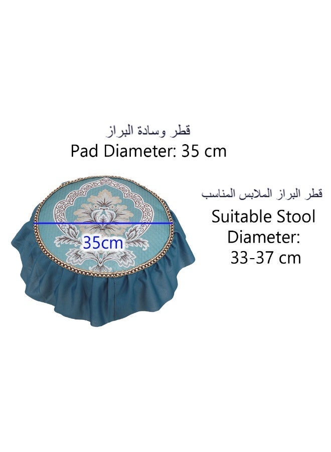 Round Dining Chair Pad Seat Cushion for Dressing Stool Kitchen Chair Non-Slip Washable Imitated Silk Jacquard Stool Pads for Bedroom Living Room Office, Diameter 35 cm - Image 4