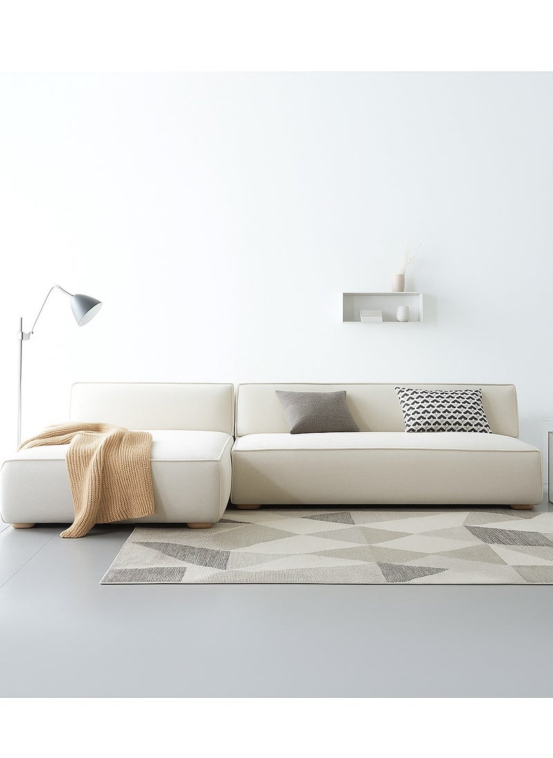 KARNAK Karnak Chelsea 3-Seater Luxury L-Shape Velvet Sofa with Free Pillows - Color Beige  - Image 1
