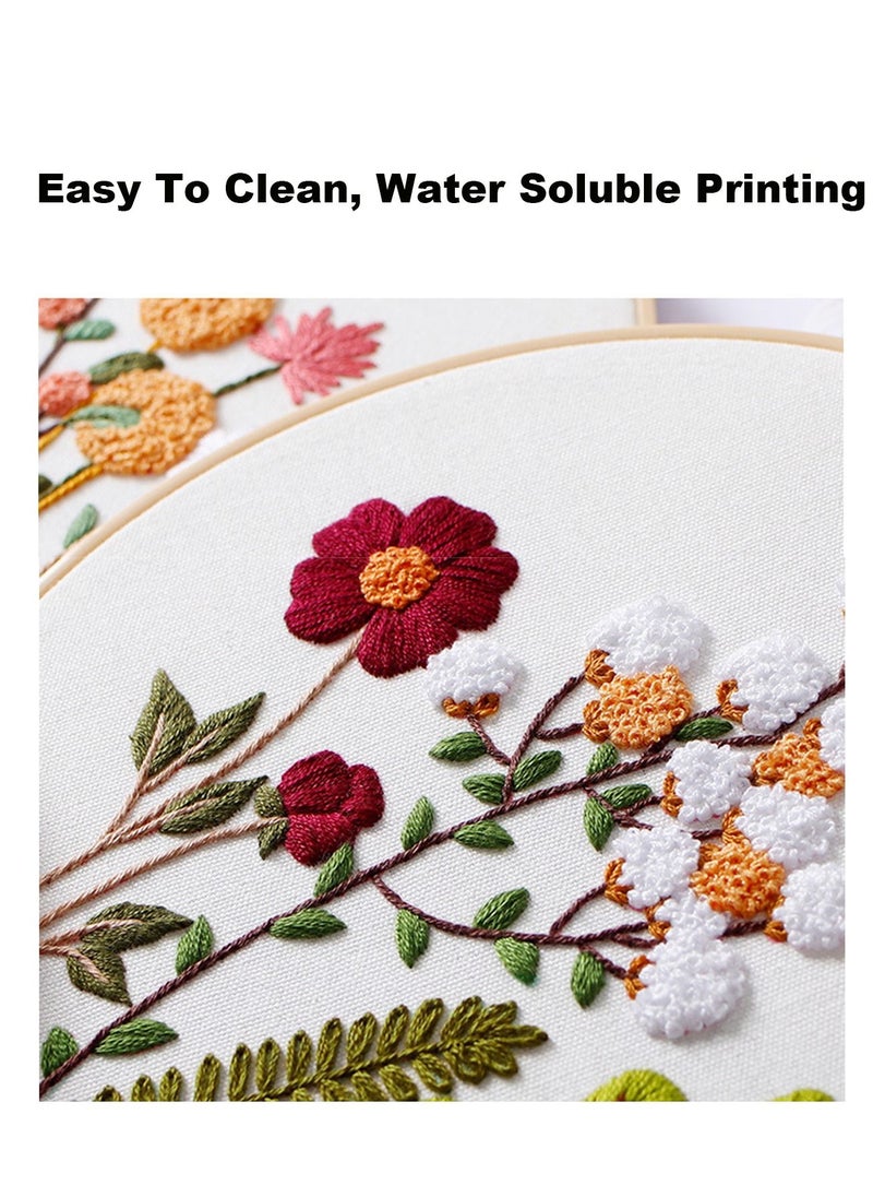 SYOSI 4 Pack Embroidery Starter Kit for Adults Cross Stitch Kits for Beginners Hand Embroidery with Flowers and Plant Patterns DIY Kits with 1 Wooden Hoop, Scissors, Threads and Needles for Adults Kids  - Image 4