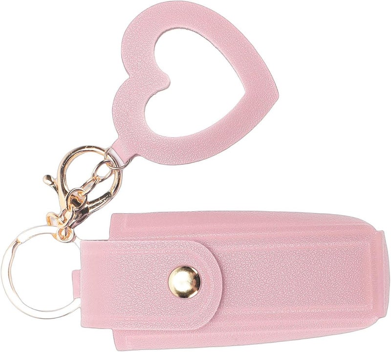 Zerodis Pu Leather Lip Balm Pouch, Cosmetic Bags Holder Keychain With Mirror Comfortable Touch Lipstick Holder Bag For Women Travel Essentials 3.54X1.18In Pu Leather Lip Balm Pouch, (Roseate) - Image 1