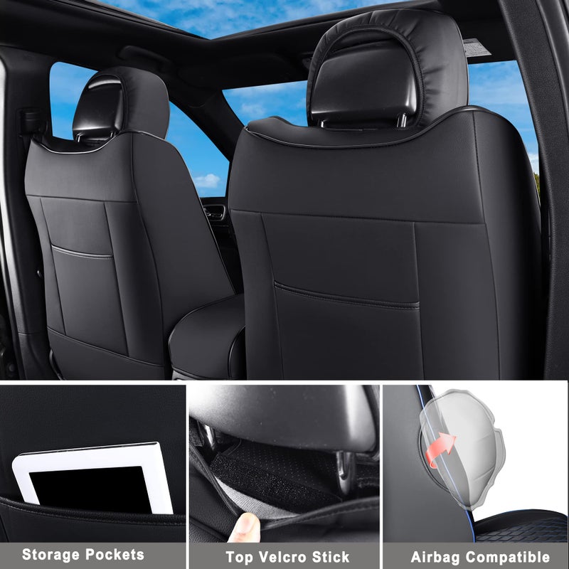 Huidasource Upgrade Grand Cherokee Seat Covers, Full Coverage Waterproof Leather Car Seat Covers, Custom Seat Cushion Protector Fit for Jeep Grand Cherokee 2011-2021 (Full Set/Black) - Image 2