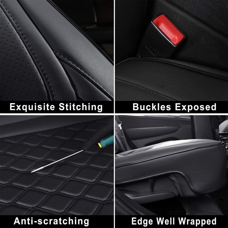 Huidasource Upgrade Grand Cherokee Seat Covers, Full Coverage Waterproof Leather Car Seat Covers, Custom Seat Cushion Protector Fit for Jeep Grand Cherokee 2011-2021 (Full Set/Black) - Image 4
