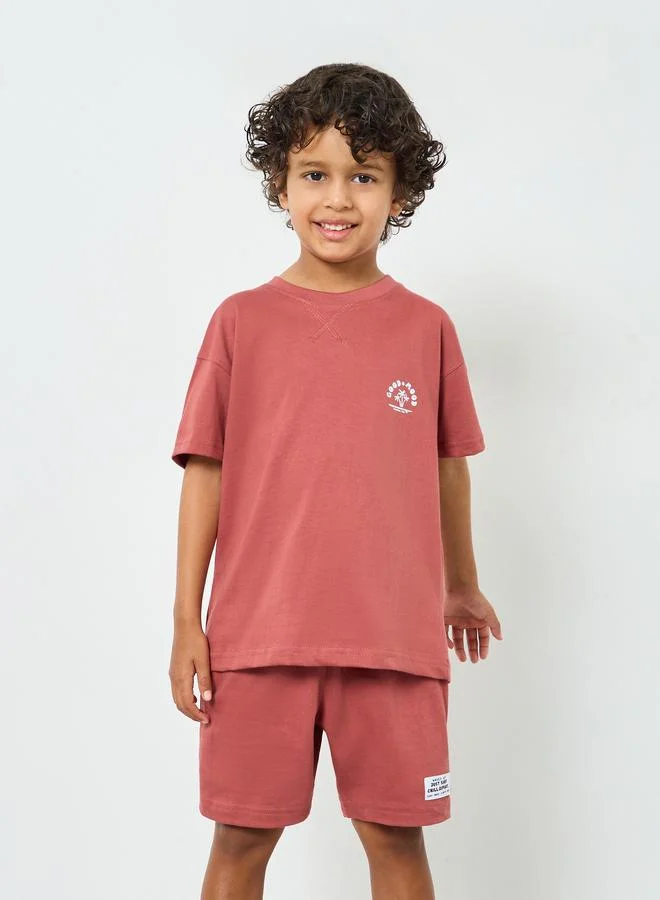 Styli Boys Cotton Graphic Print T-Shirt and Shorts Set