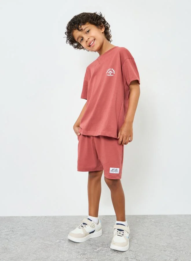 Styli Boys Cotton Graphic Print T-Shirt and Shorts Set