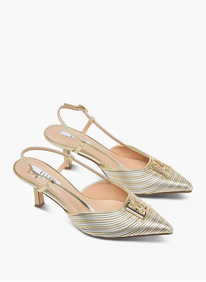 ايل Women's Logo Accent Shoes with Stiletto Heels and Buckle Closure Ramadan Collection