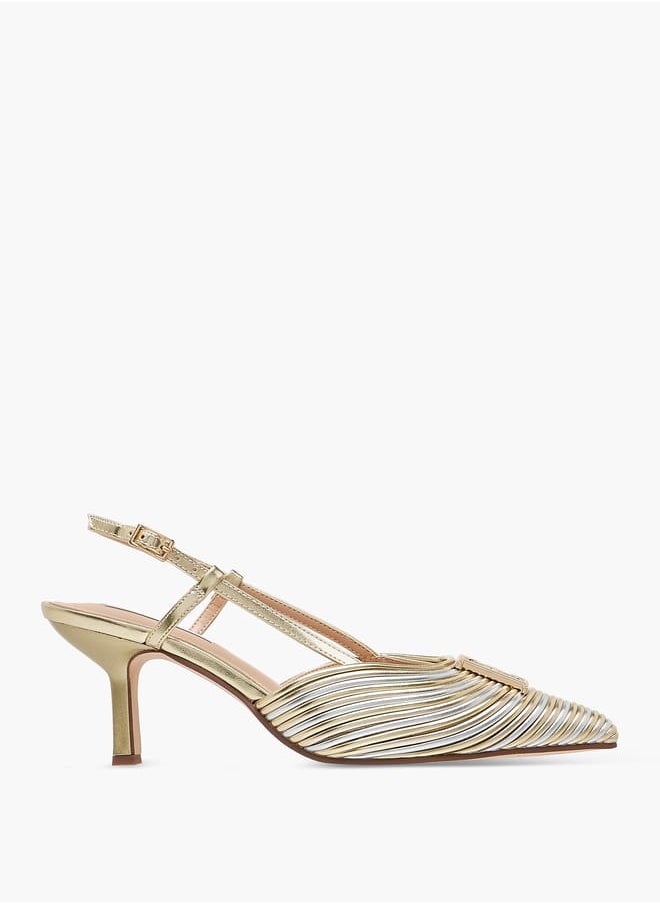ELLE Women's Logo Accent Shoes with Stiletto Heels and Buckle Closure Ramadan Collection  - Image 3