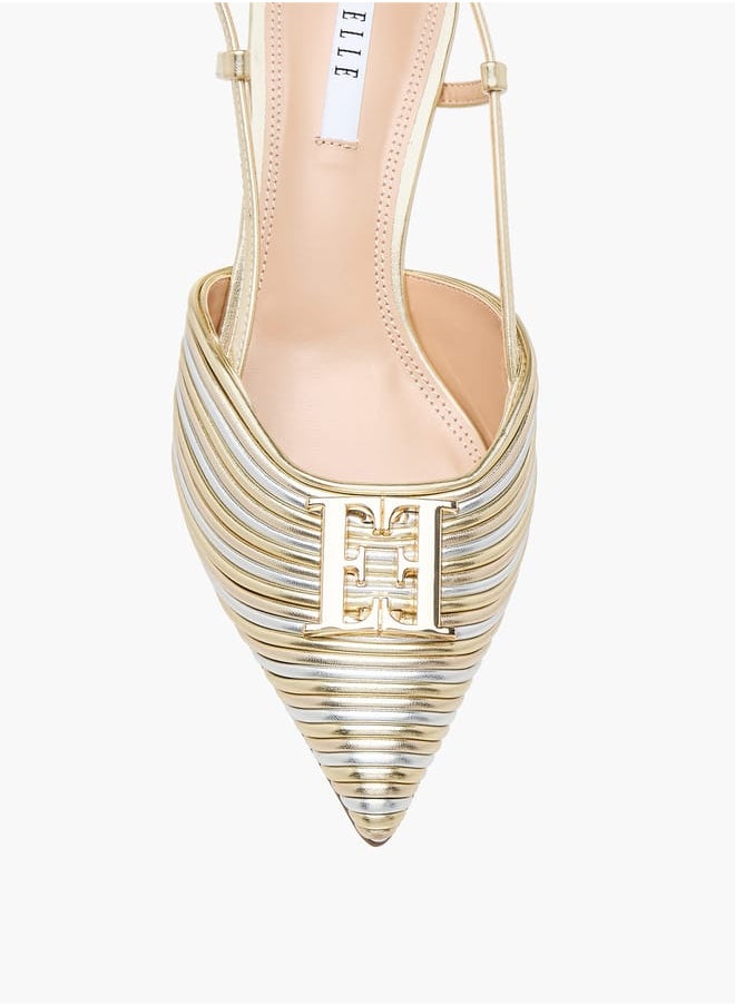 ELLE Women's Logo Accent Shoes with Stiletto Heels and Buckle Closure Ramadan Collection  - Image 4