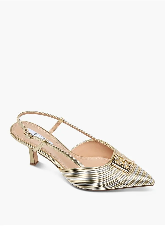 ELLE Women's Logo Accent Shoes with Stiletto Heels and Buckle Closure Ramadan Collection