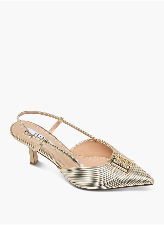 ELLE Women's Logo Accent Shoes with Stiletto Heels and Buckle Closure Ramadan Collection  - Image 2