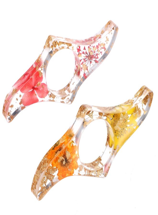Exclaith 2 Pcs Book Page Holders for Reading Dried Flower Resin Transparent Bookmark Thumb Book Page Holder Finger Ring Opener Books Reading Accessories Handmade Flower Bookmark for Lovers Gift Reader Bookworm - Image 1