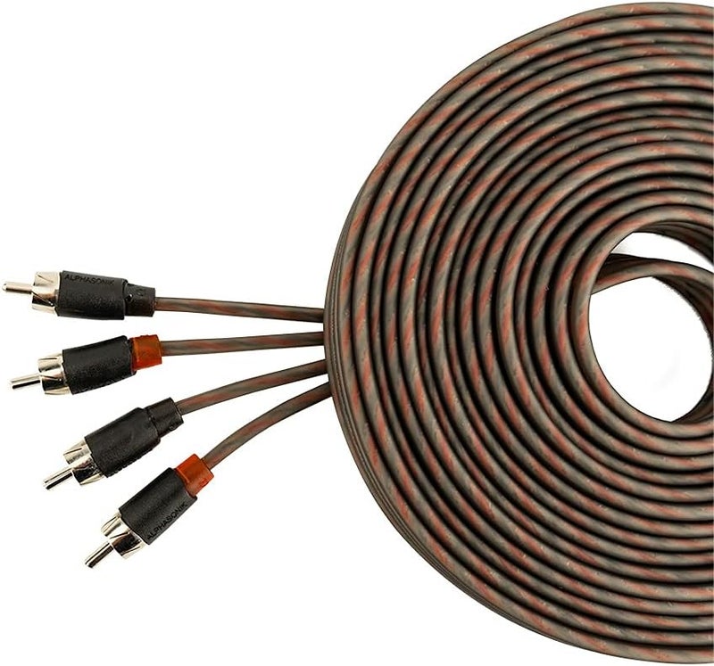 Alphasonik 17 Feet Premium 4 Channel Hyper-Flex RCA Interconnect Signal Patch Audio Cable with X-Radial Twist Wire Technology 100% Oxygen Free Copper Element Certified Multiple Applications FLEX-R44 - Image 3