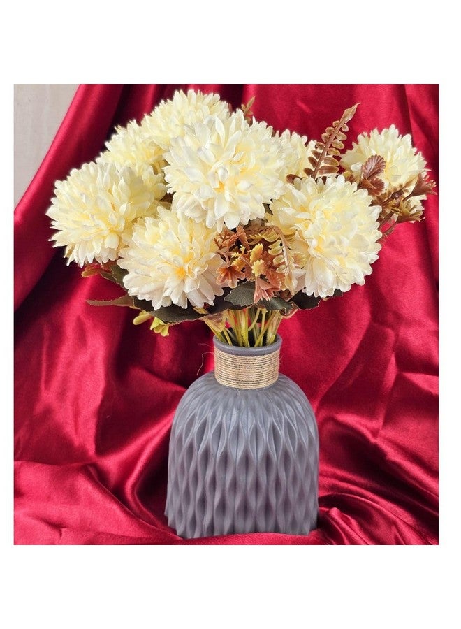 Satyam Kraft 1 Pc Artificial Dahlia Flower Bunch For Home Decor, Gifting, Flowers Decorative Items For Wedding, Birthday,Festivals, Table Top Decoration Raksha Bandhan(Without Vase Pot) (Off White)  - Image 1