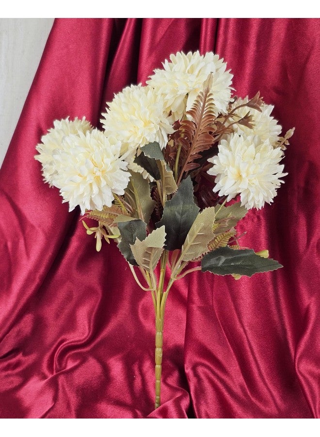 Satyam Kraft 1 Pc Artificial Dahlia Flower Bunch For Home Decor, Gifting, Flowers Decorative Items For Wedding, Birthday,Festivals, Table Top Decoration Raksha Bandhan(Without Vase Pot) (Off White)  - Image 4