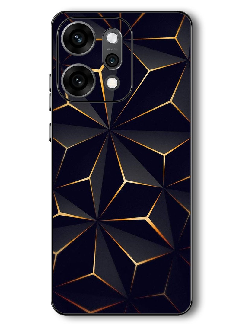 Theodor Case Compatible with Oppo Reno 14 Pro 6.83 Inch Protection Shockproof Bumper Cover Black Gold Patter - Image 1
