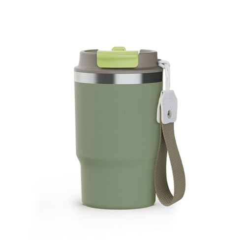 Wosta Travel Mug, Insulated Coffee Cup with Leakproof Lid,Vacuum Insulation Stainless Steel Reusable for Hot Cold Coffee, Non-Slip Protective Cover, (Army Green, 479 Ml) - Image 1