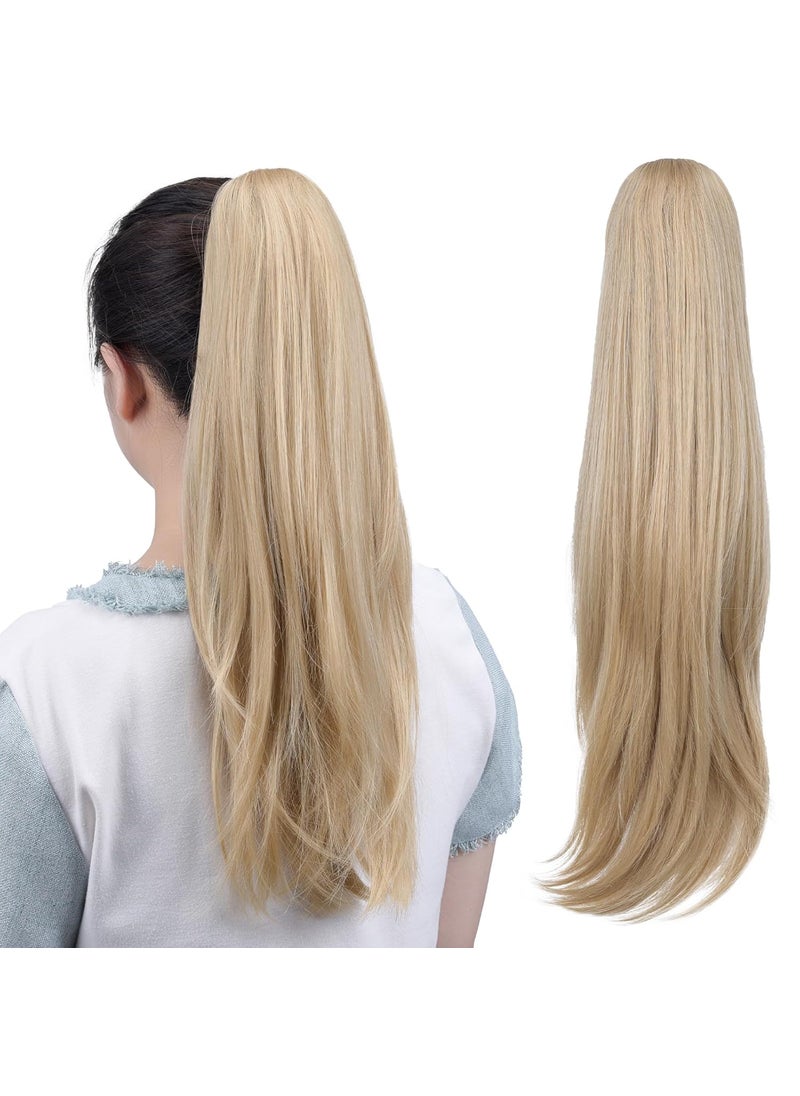 HSPJHTM - HSPJHTM Ponytail ExtensionsBlonde Claw Clip Hair Extensions for Women Straight Hair Piece 20 Synthetic Wavy Pony Tail Halloween Fluffy Daily Use - Image 1