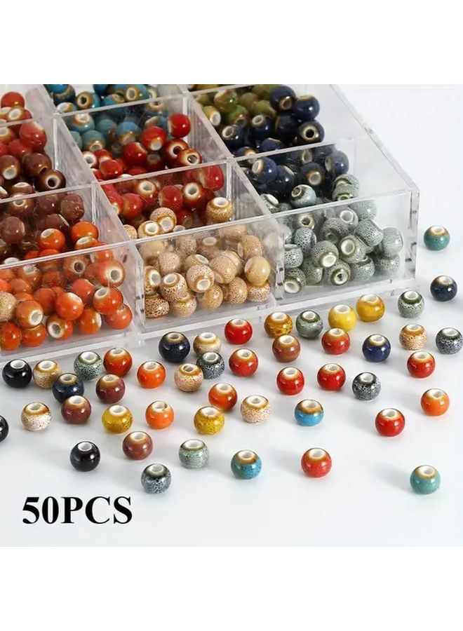 خرز سيراميك أملس مستدير 6 ملم لصنع المجوهرات بالجملة 50 قطعة النمط 4 ألوان - Image 2
